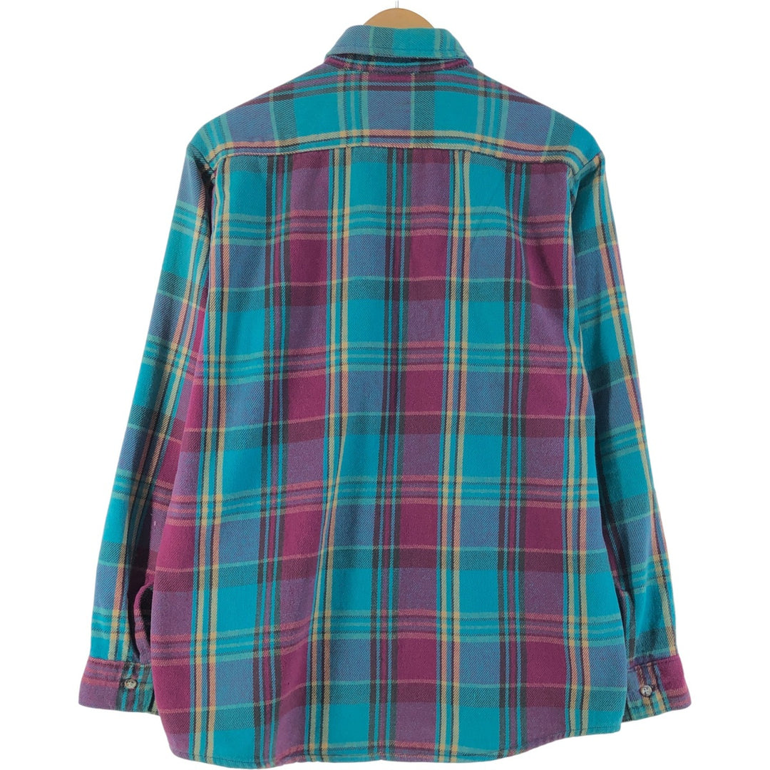 90'S Five Brother Madras Check Long Sleeve Flannel Check Shirt, Men's Size L, Vintage unclear multicolor Vintage Second Hand