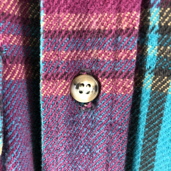 90'S Five Brother Madras Check Long Sleeve Flannel Check Shirt, Men's Size L, Vintage unclear multicolor Vintage Second Hand