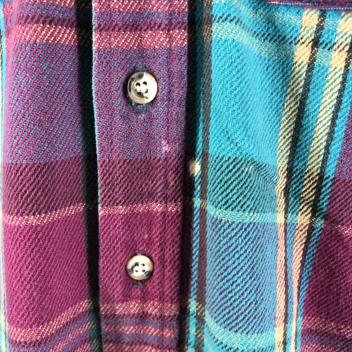 90'S Five Brother Madras Check Long Sleeve Flannel Check Shirt, Men's Size L, Vintage unclear multicolor Vintage Second Hand
