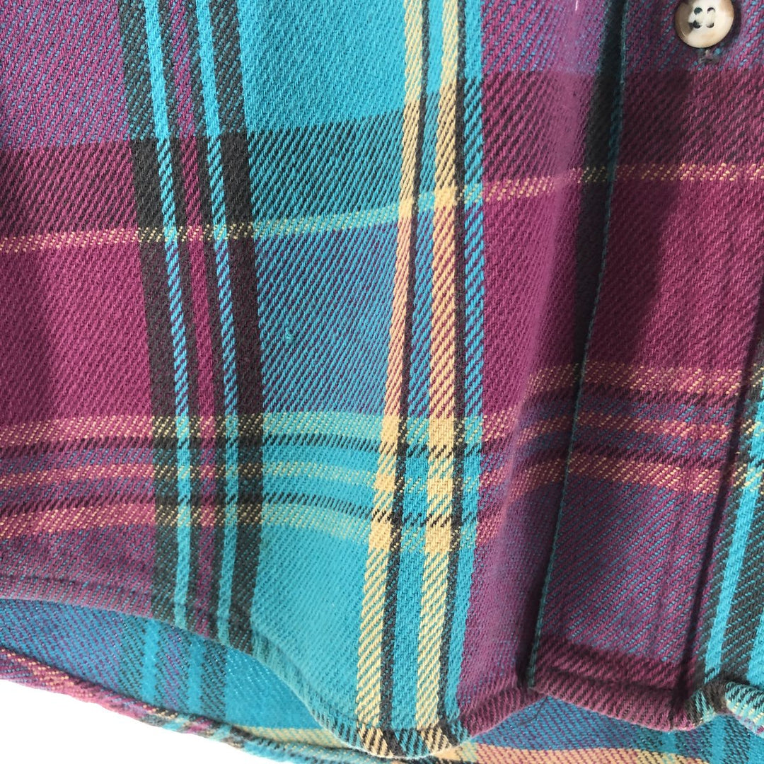 90'S Five Brother Madras Check Long Sleeve Flannel Check Shirt, Men's Size L, Vintage unclear multicolor Vintage Second Hand