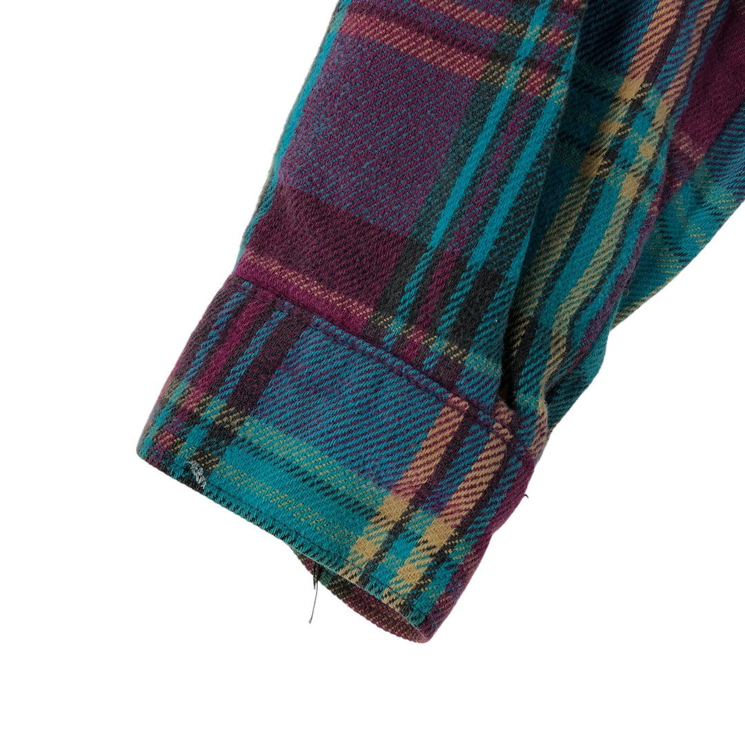 90'S Five Brother Madras Check Long Sleeve Flannel Check Shirt, Men's Size L, Vintage unclear multicolor Vintage Second Hand