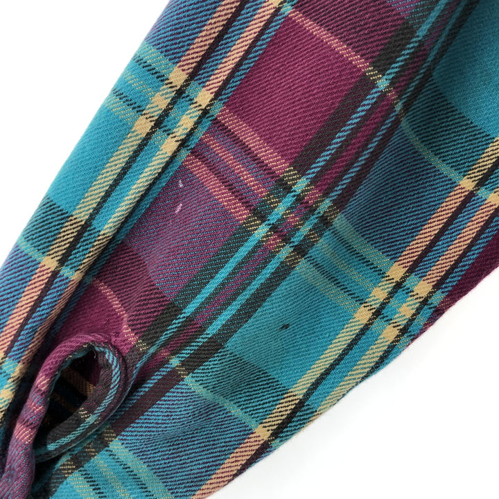 90'S Five Brother Madras Check Long Sleeve Flannel Check Shirt, Men's Size L, Vintage unclear multicolor Vintage Second Hand