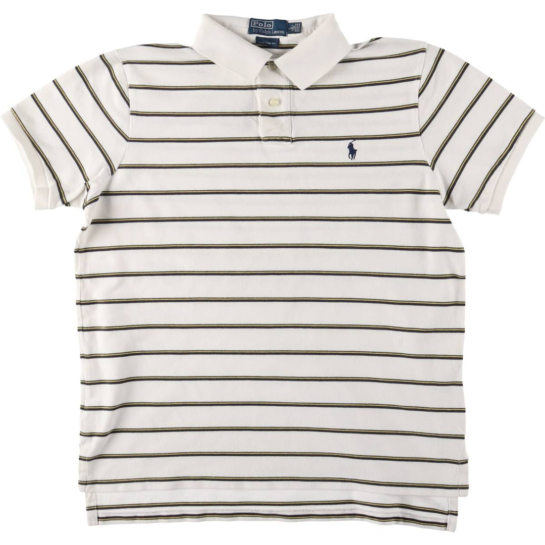 Ralph Lauren POLO by Ralph Lauren CUSTOM FIT short sleeve striped polo shirt men's size L cotton white type Vintage Second Hand
