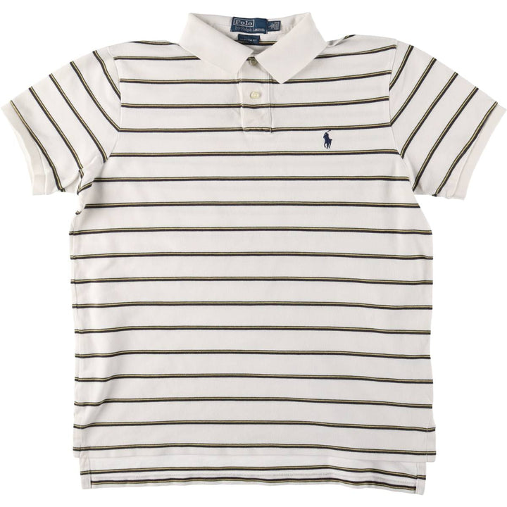 Ralph Lauren POLO by Ralph Lauren CUSTOM FIT short sleeve striped polo shirt men's size L cotton white type Vintage Second Hand
