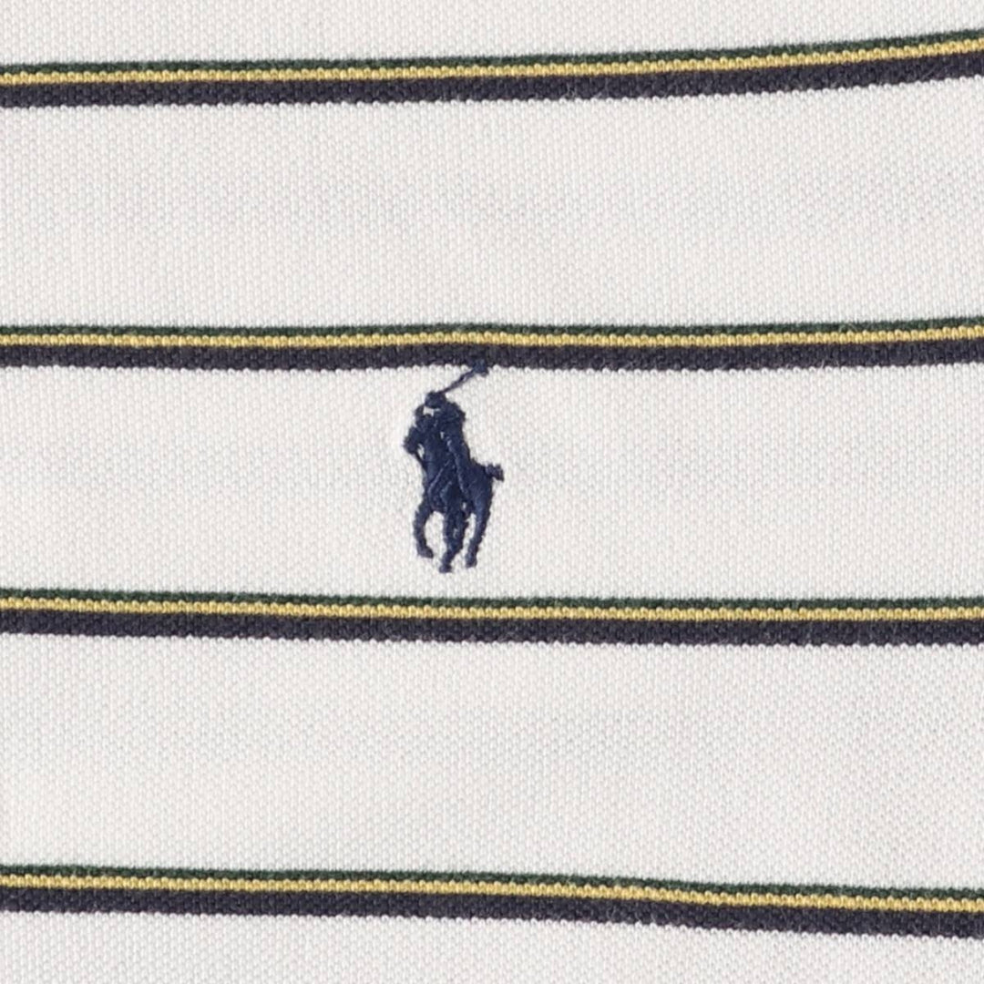 Ralph Lauren POLO by Ralph Lauren CUSTOM FIT short sleeve striped polo shirt men's size L cotton white type Vintage Second Hand