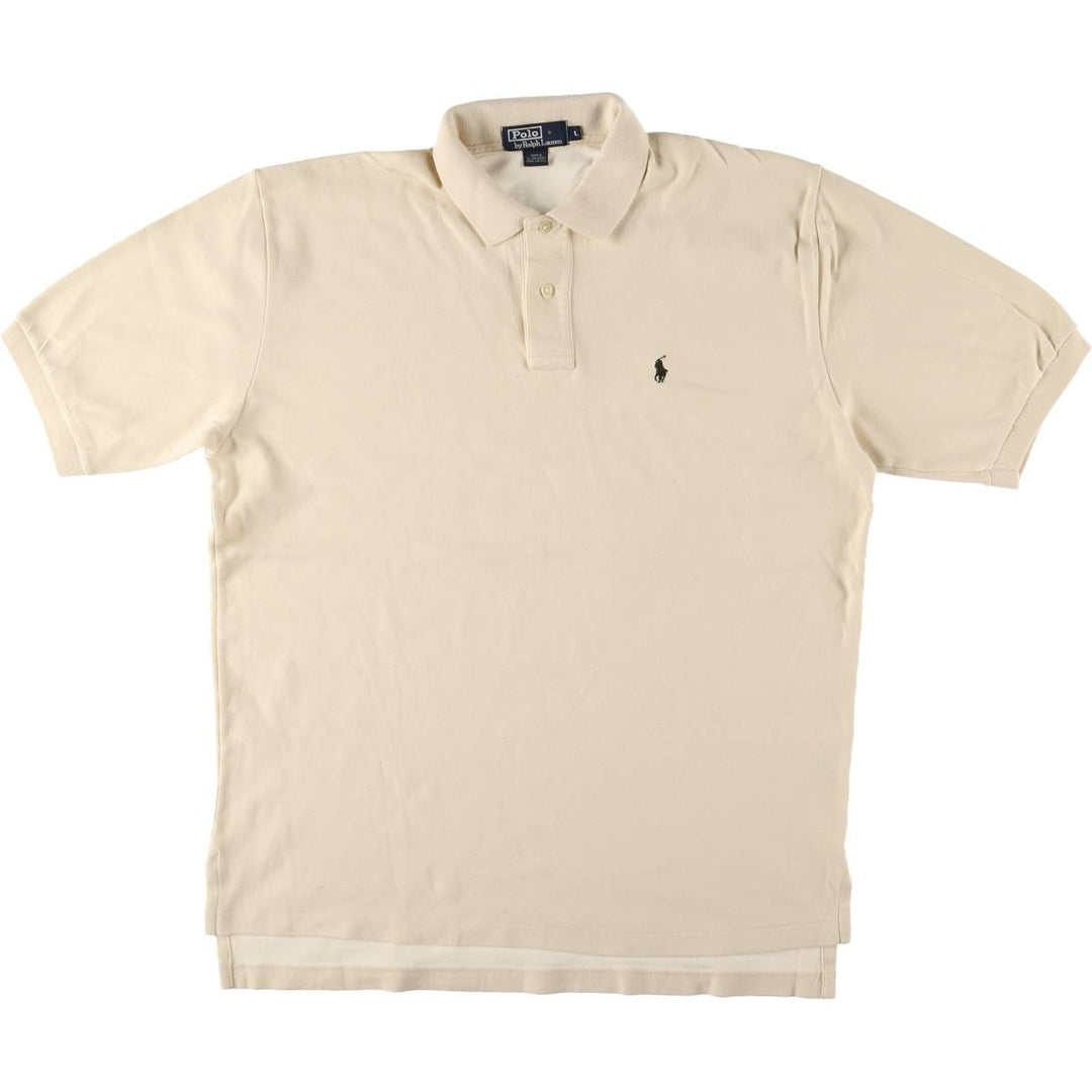 Ralph Lauren POLO by Ralph Lauren short sleeve polo shirt, men's size L cotton ivory Vintage Second Hand