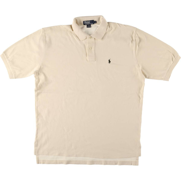 Ralph Lauren POLO by Ralph Lauren short sleeve polo shirt, men's size L cotton ivory Vintage Second Hand