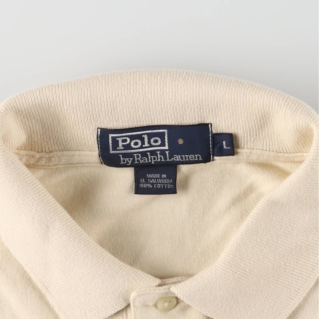 Ralph Lauren POLO by Ralph Lauren short sleeve polo shirt, men's size L cotton ivory Vintage Second Hand