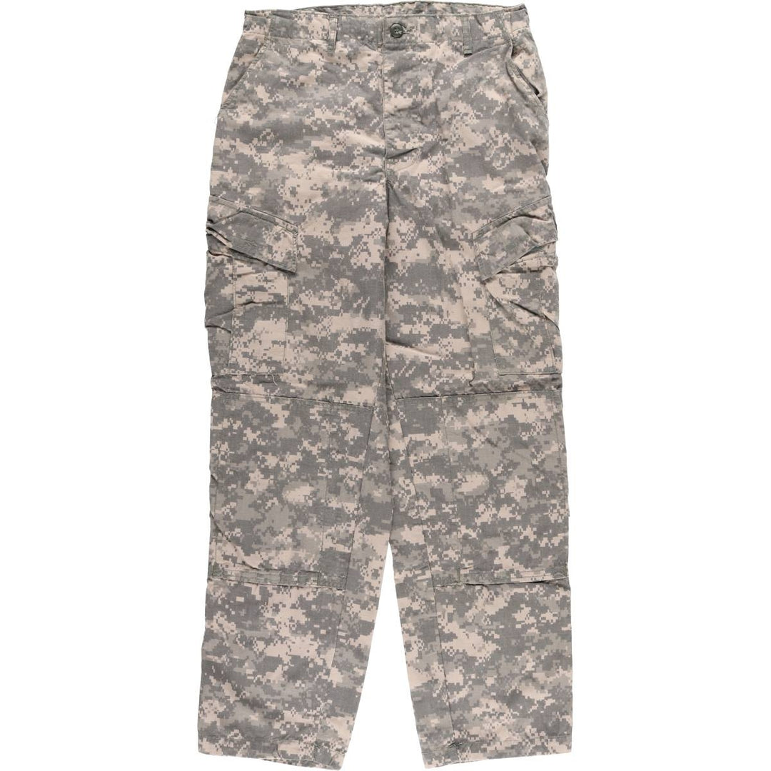 00'S US military genuine camouflage pattern ACU digital camo military cargo pants made in USA MEDIUM-REGULAR men's w33 equivalent Rayon Khaki type Vintage Second Hand