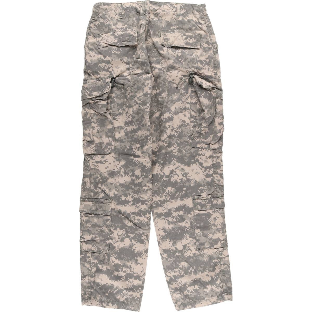 00'S US military genuine camouflage pattern ACU digital camo military cargo pants made in USA MEDIUM-REGULAR men's w33 equivalent Rayon Khaki type Vintage Second Hand