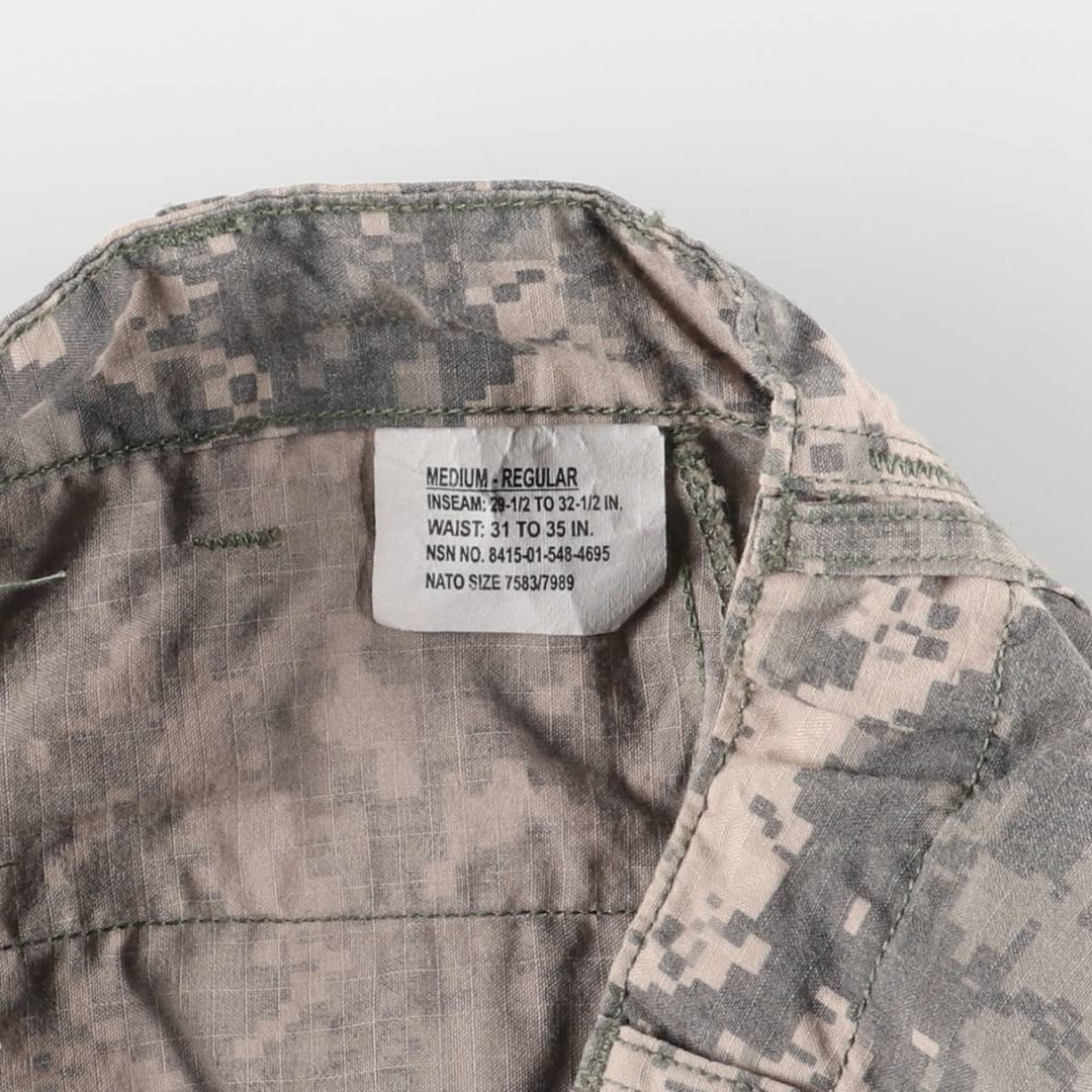 00'S US military genuine camouflage pattern ACU digital camo military cargo pants made in USA MEDIUM-REGULAR men's w33 equivalent Rayon Khaki type Vintage Second Hand