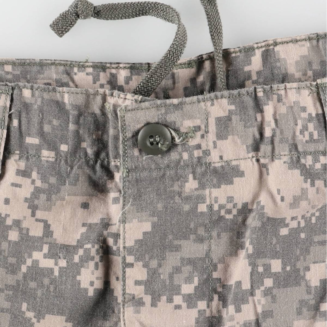 00'S US military genuine camouflage pattern ACU digital camo military cargo pants made in USA MEDIUM-REGULAR men's w33 equivalent Rayon Khaki type Vintage Second Hand