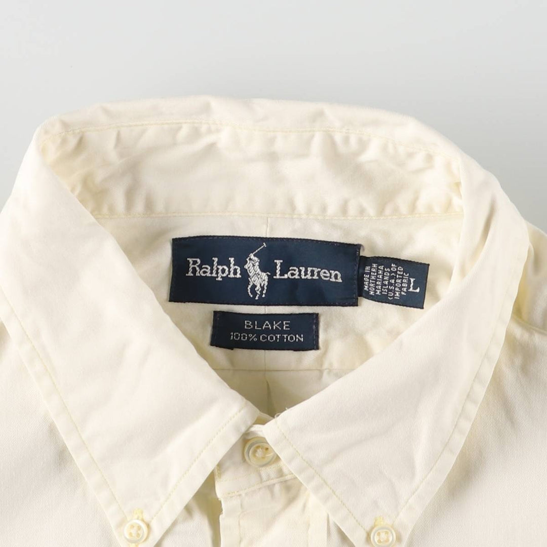 Ralph Lauren BLAKE long sleeve button down shirt, men's size L cotton yellow type Vintage Second Hand