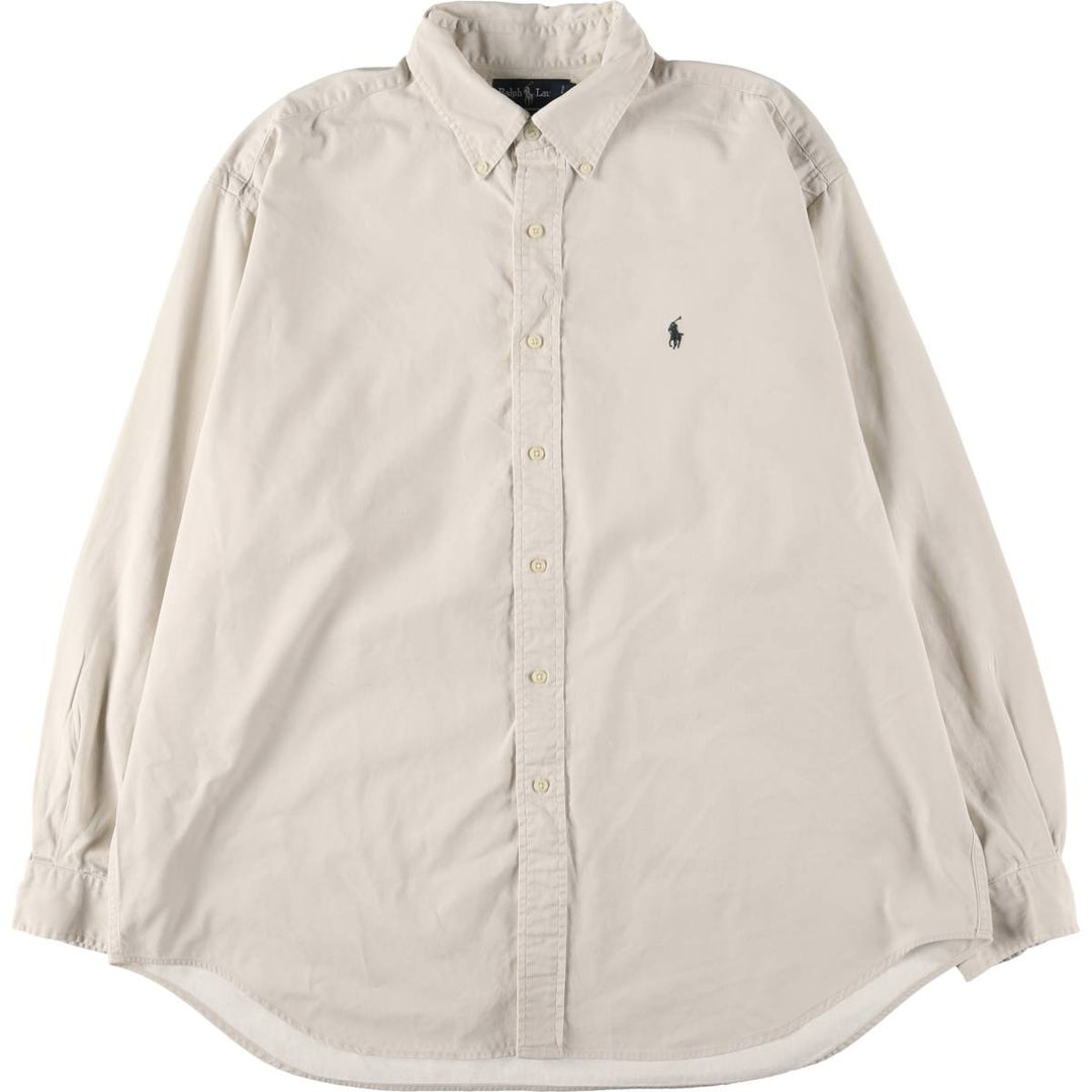 Ralph Lauren BLAKE long sleeve button down shirt, men's XL size cotton ivory Vintage Second Hand