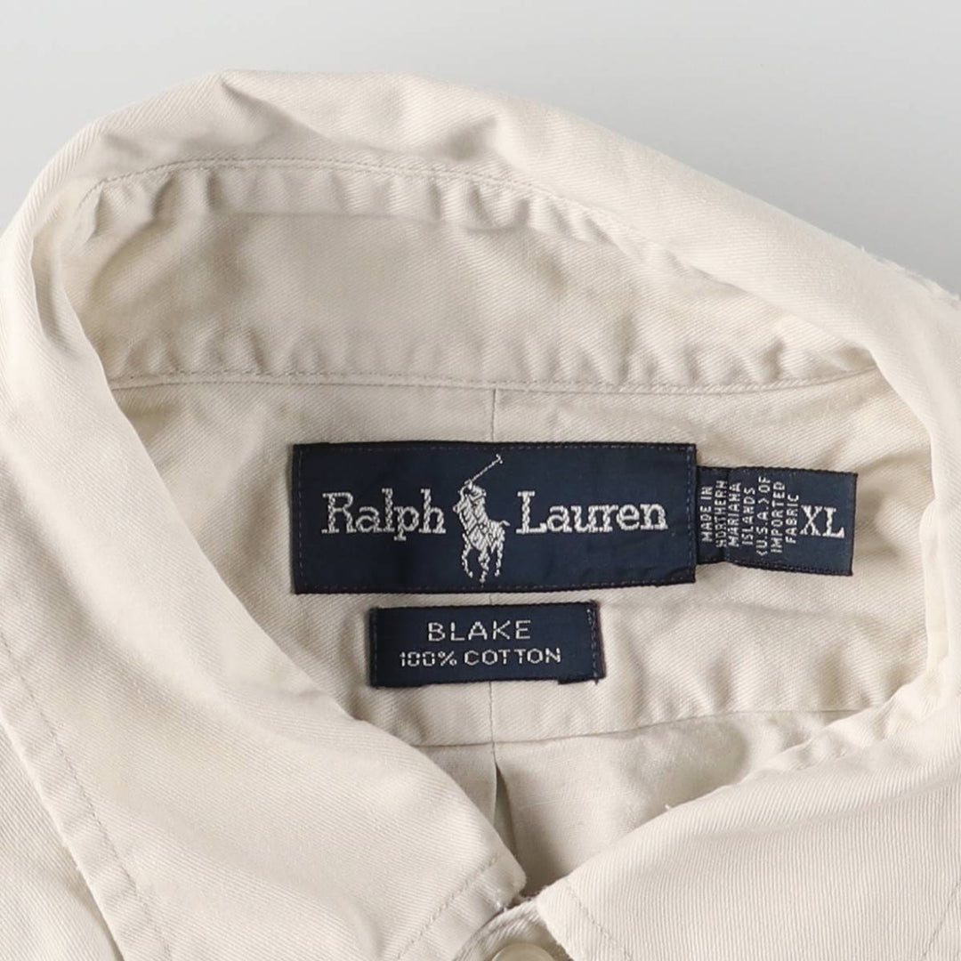 Ralph Lauren BLAKE long sleeve button down shirt, men's XL size cotton ivory Vintage Second Hand