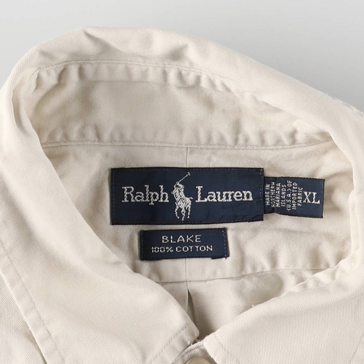 Ralph Lauren BLAKE long sleeve button down shirt, men's XL size cotton ivory Vintage Second Hand