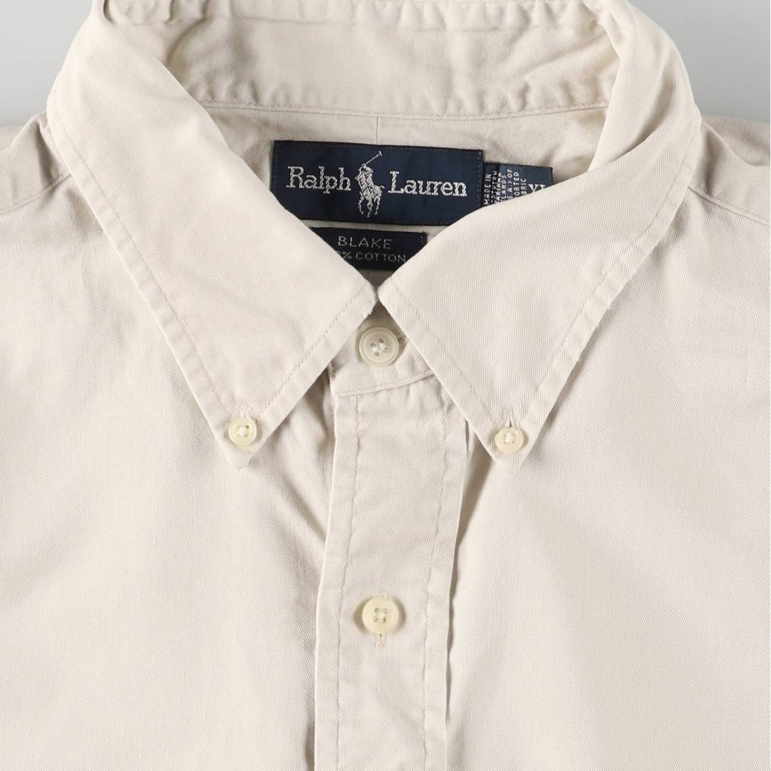 Ralph Lauren BLAKE long sleeve button down shirt, men's XL size cotton ivory Vintage Second Hand