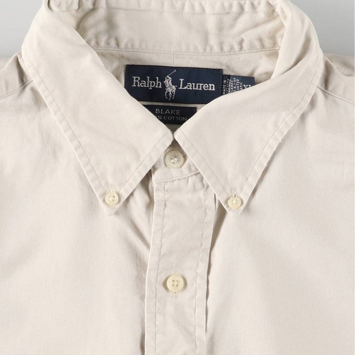 Ralph Lauren BLAKE long sleeve button down shirt, men's XL size cotton ivory Vintage Second Hand