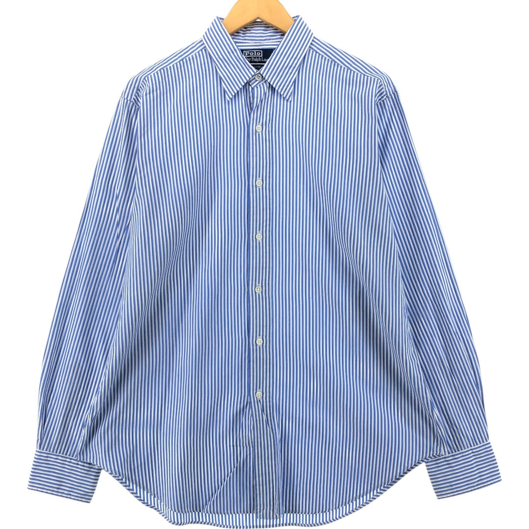 Ralph Lauren POLO by Ralph Lauren Long Sleeve Striped Shirt Men's Size L cotton blue type Vintage Second Hand