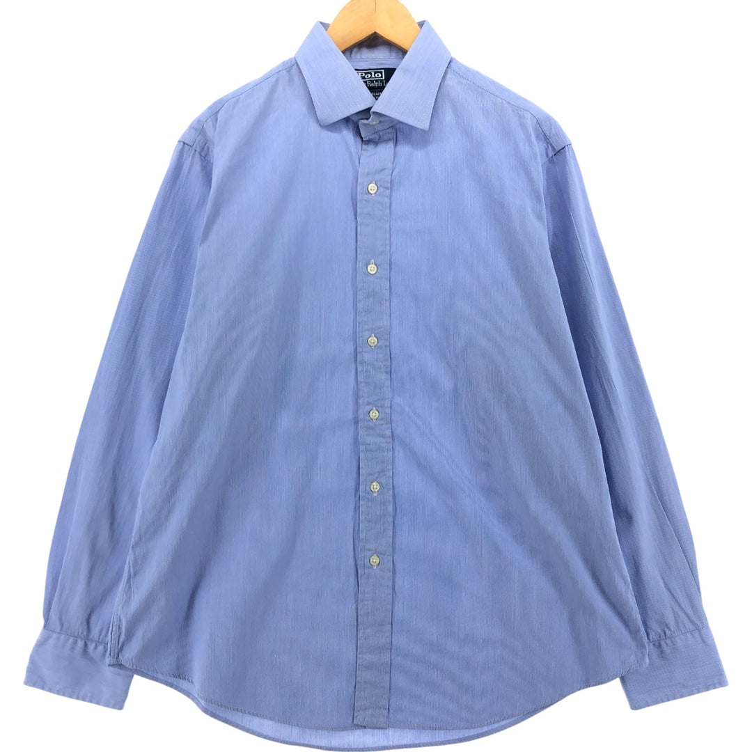 Ralph Lauren POLO by Ralph Lauren Long Sleeve Cotton Striped Shirt Men's Size L cotton blue type Vintage Second Hand