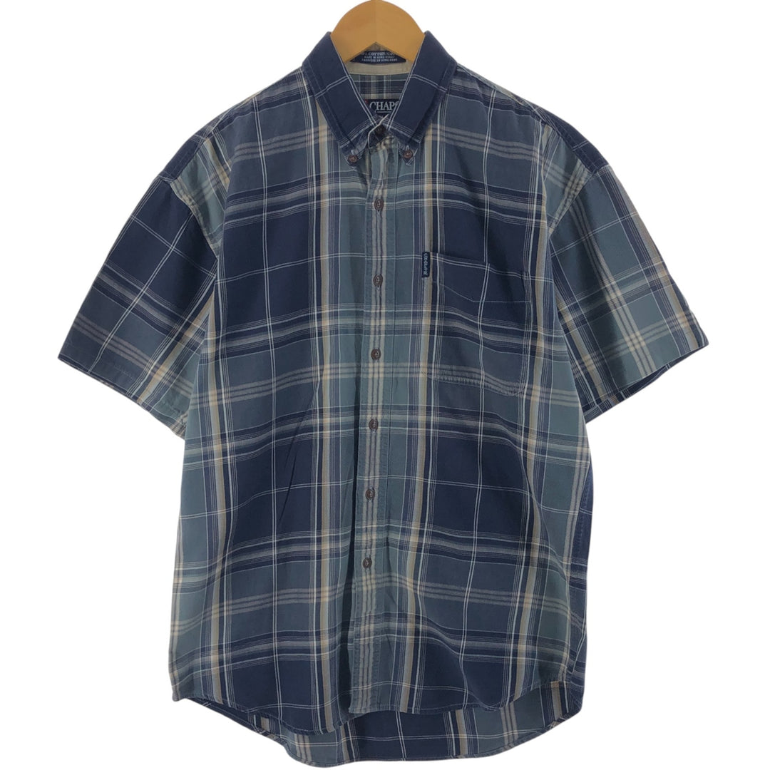 90'S Ralph Lauren CHAPS short sleeve button down check shirt men's size M vintage cotton navy blue type Vintage Second Hand