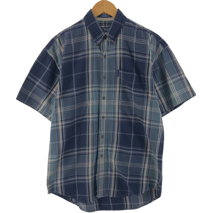 90'S Ralph Lauren CHAPS short sleeve button down check shirt men's size M vintage cotton navy blue type Vintage Second Hand