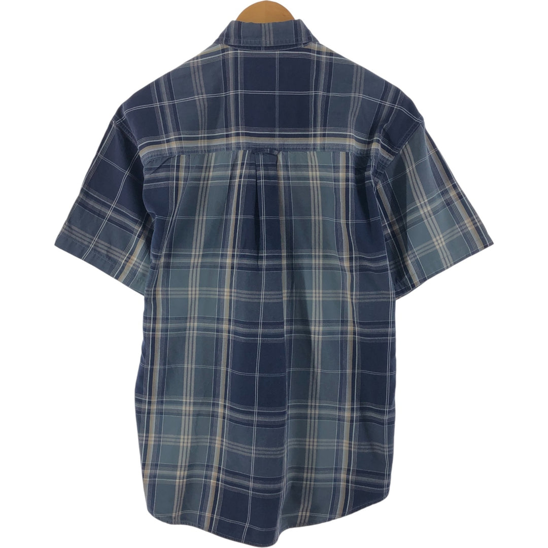 90'S Ralph Lauren CHAPS short sleeve button down check shirt men's size M vintage cotton navy blue type Vintage Second Hand