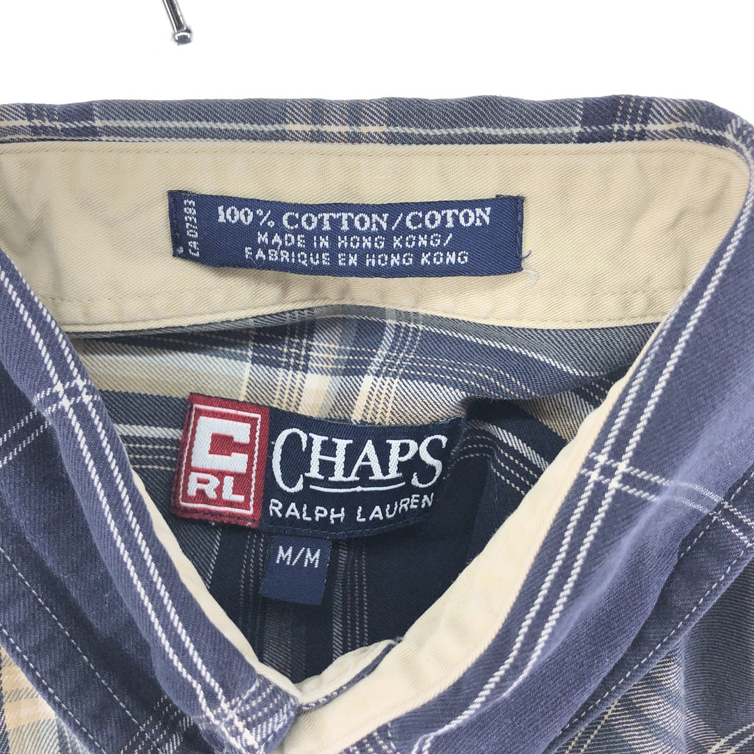 90'S Ralph Lauren CHAPS short sleeve button down check shirt men's size M vintage cotton navy blue type Vintage Second Hand