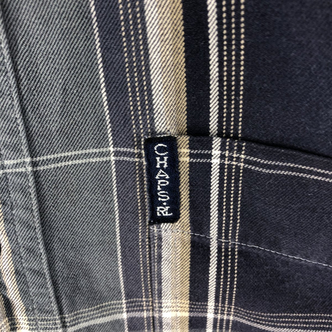 90'S Ralph Lauren CHAPS short sleeve button down check shirt men's size M vintage cotton navy blue type Vintage Second Hand