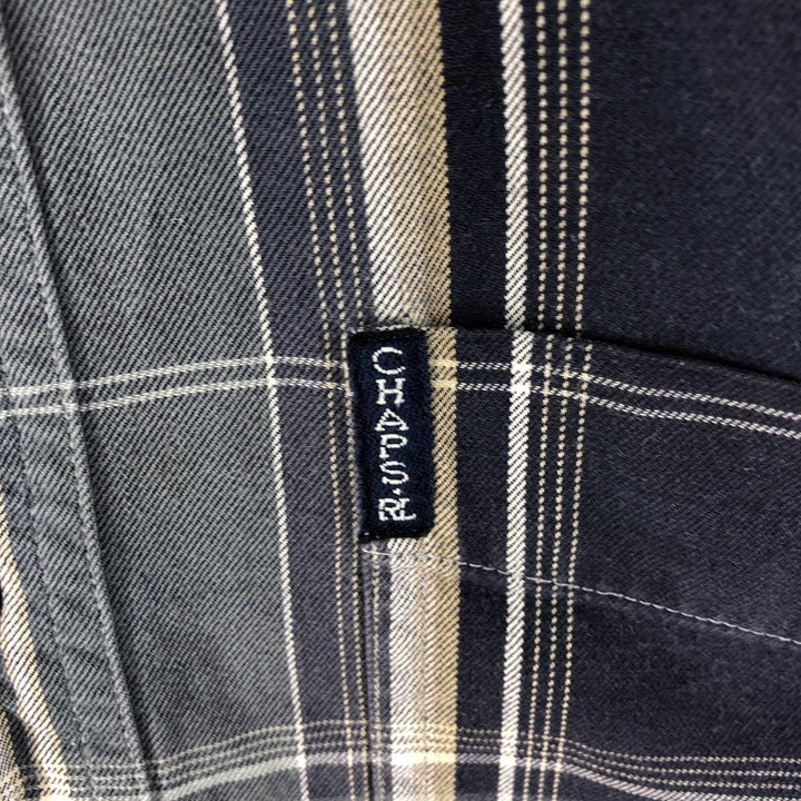 90'S Ralph Lauren CHAPS short sleeve button down check shirt men's size M vintage cotton navy blue type Vintage Second Hand