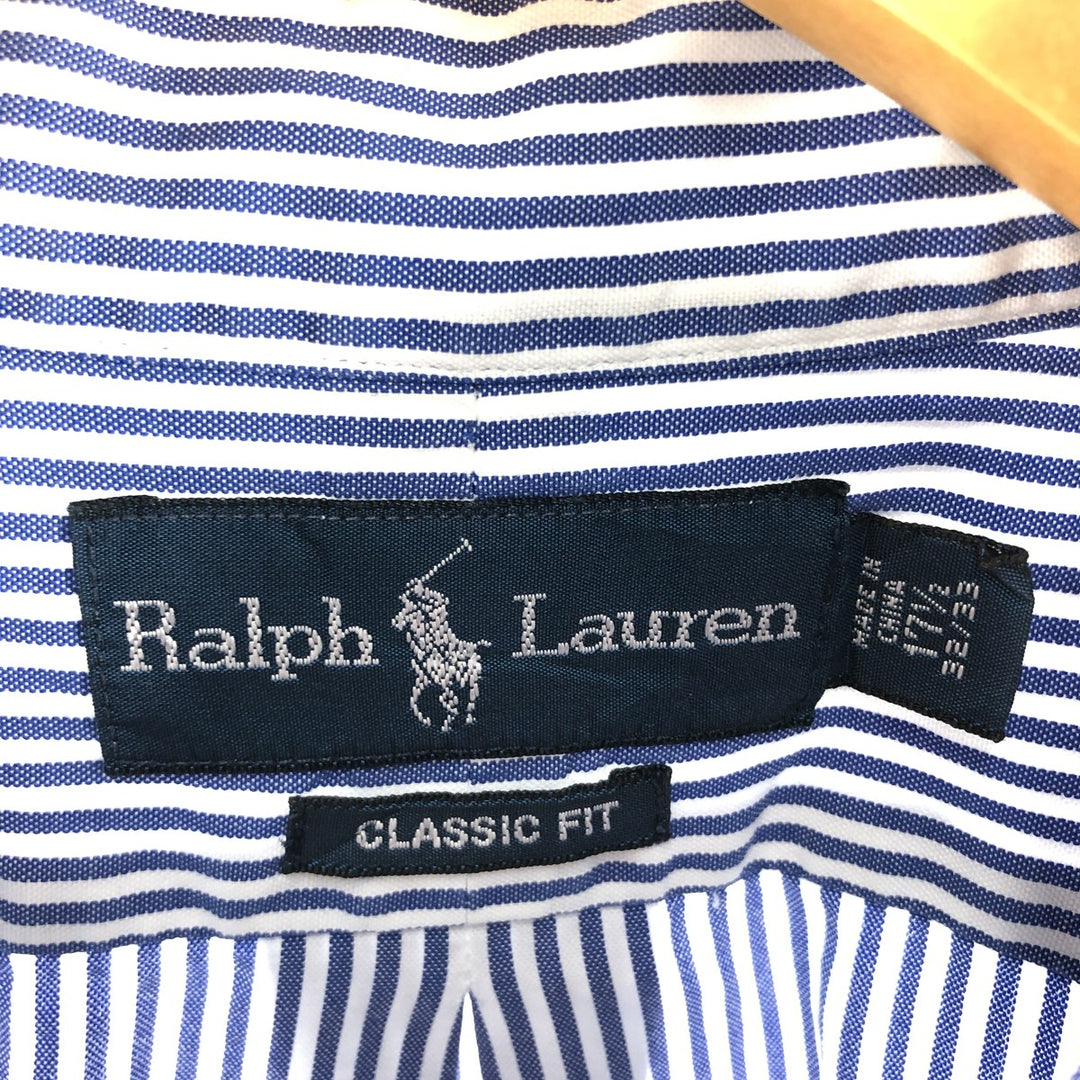Ralph Lauren Classic Fit Long Sleeve Button Down Striped Shirt Men's XL cotton blue type Vintage Second Hand