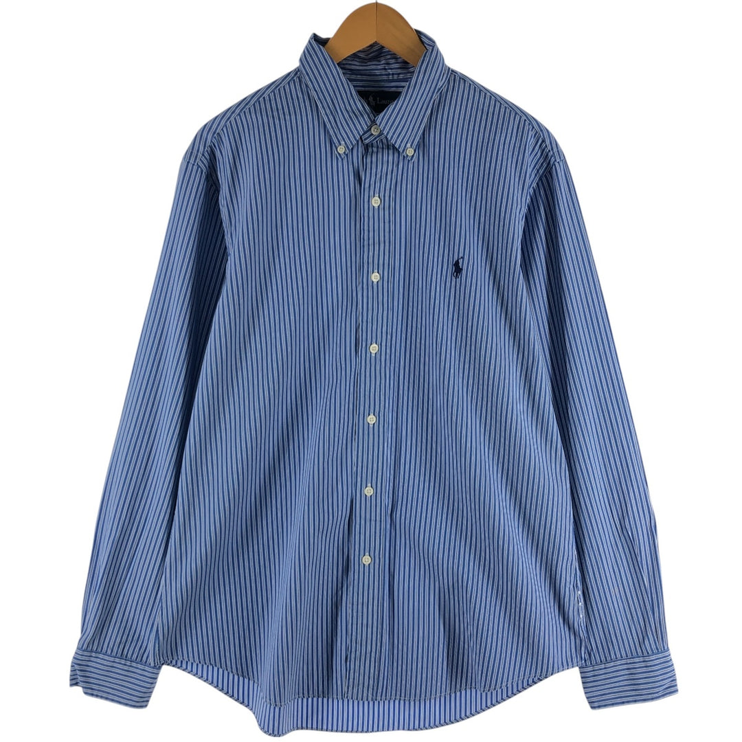 Ralph Lauren CUSTOM FIT long sleeve button down striped shirt men's size L cotton white type Vintage Second Hand