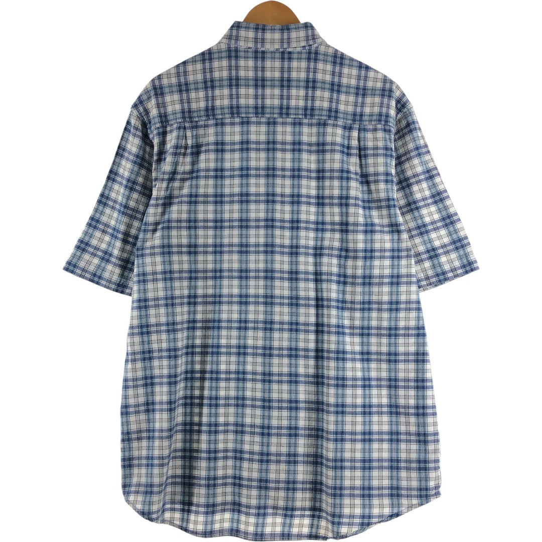 90s~00'S Timberland short sleeve button down check shirt men's XL size vintage cotton blue type Vintage Second Hand