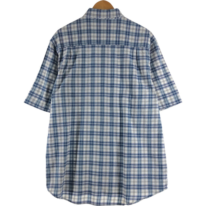 90s~00'S Timberland short sleeve button down check shirt men's XL size vintage cotton blue type Vintage Second Hand