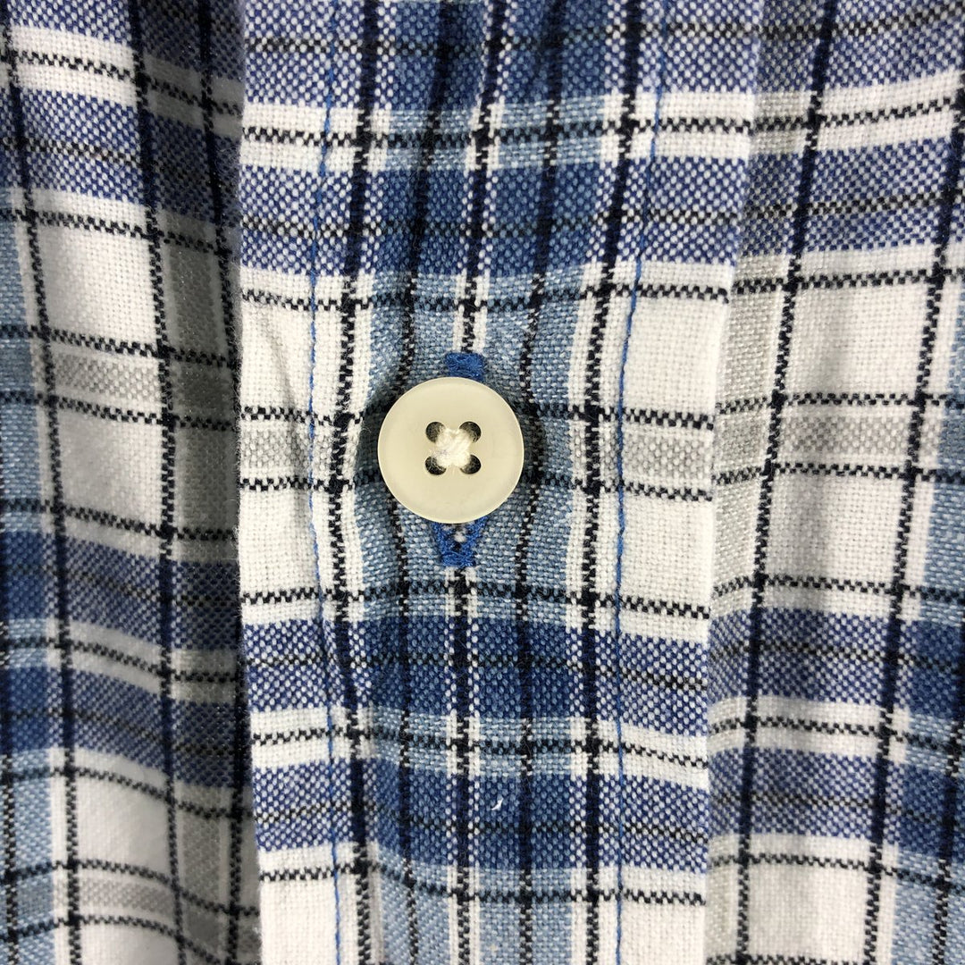 90s~00'S Timberland short sleeve button down check shirt men's XL size vintage cotton blue type Vintage Second Hand