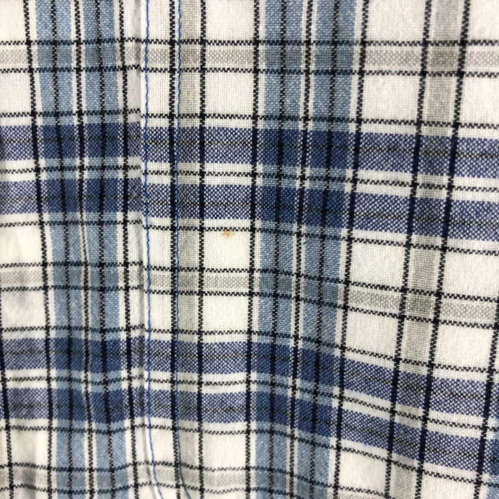 90s~00'S Timberland short sleeve button down check shirt men's XL size vintage cotton blue type Vintage Second Hand