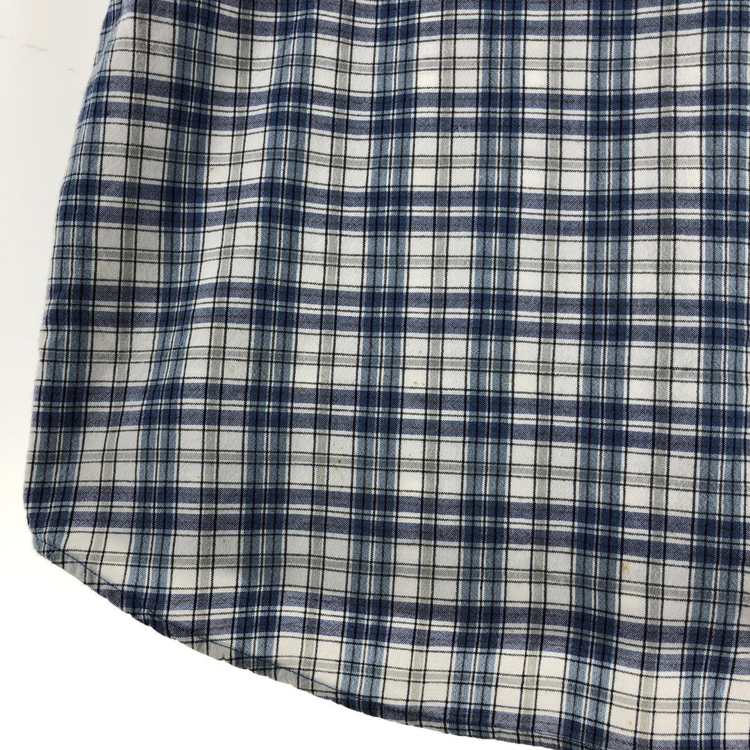 90s~00'S Timberland short sleeve button down check shirt men's XL size vintage cotton blue type Vintage Second Hand