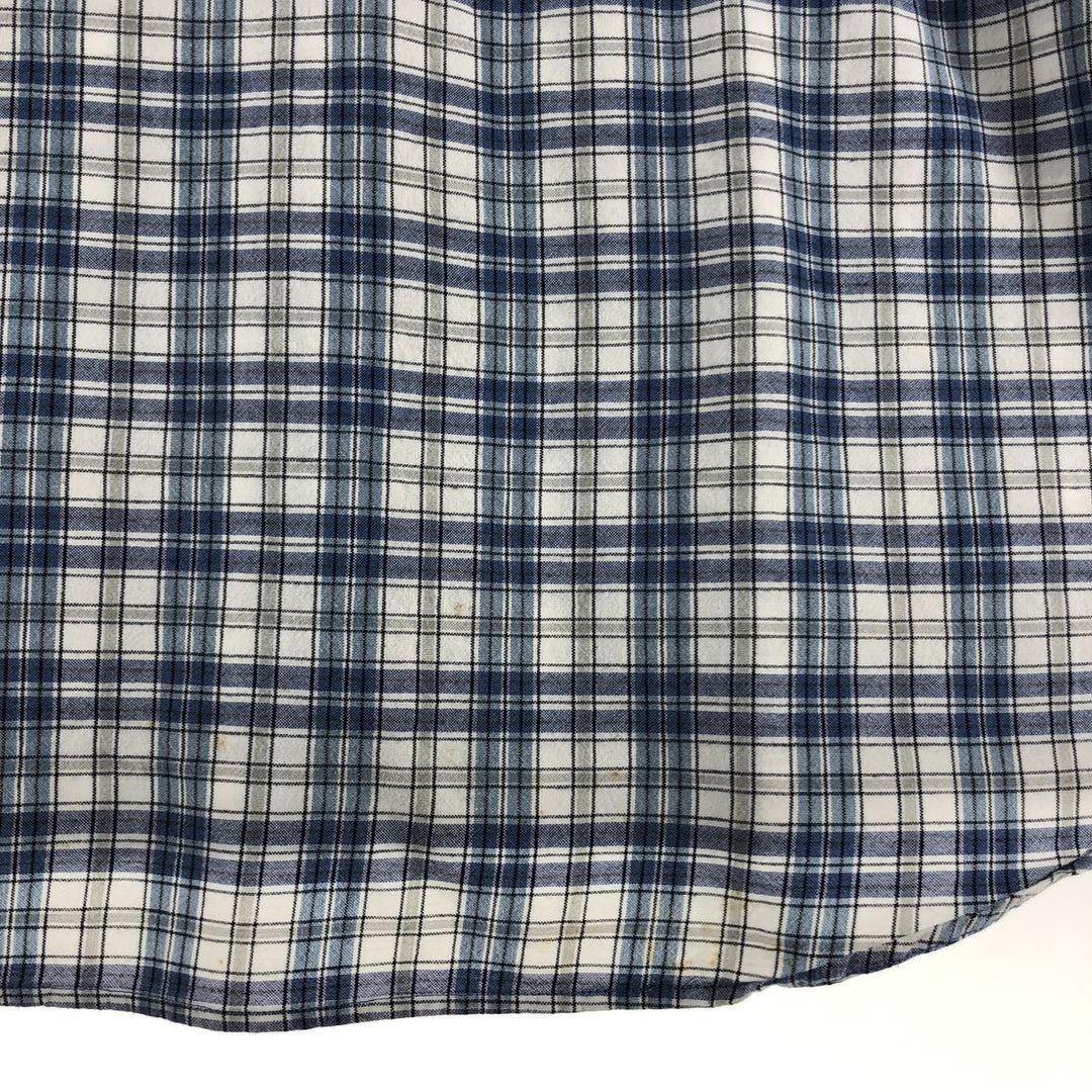90s~00'S Timberland short sleeve button down check shirt men's XL size vintage cotton blue type Vintage Second Hand