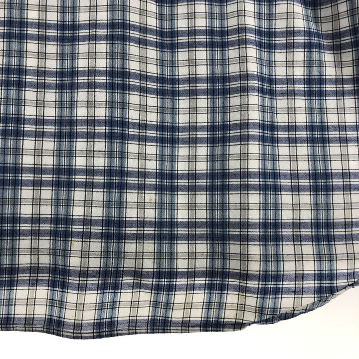 90s~00'S Timberland short sleeve button down check shirt men's XL size vintage cotton blue type Vintage Second Hand