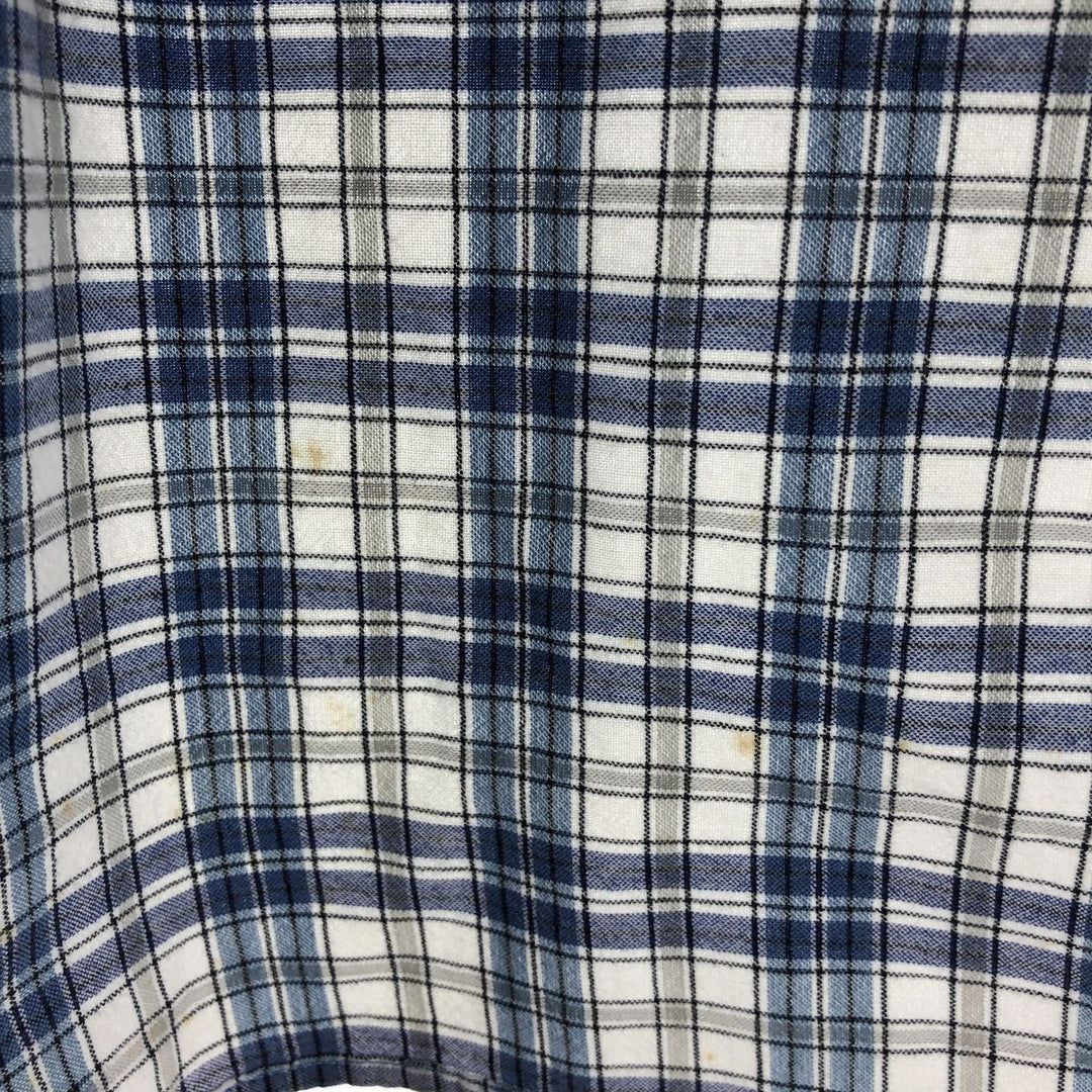 90s~00'S Timberland short sleeve button down check shirt men's XL size vintage cotton blue type Vintage Second Hand