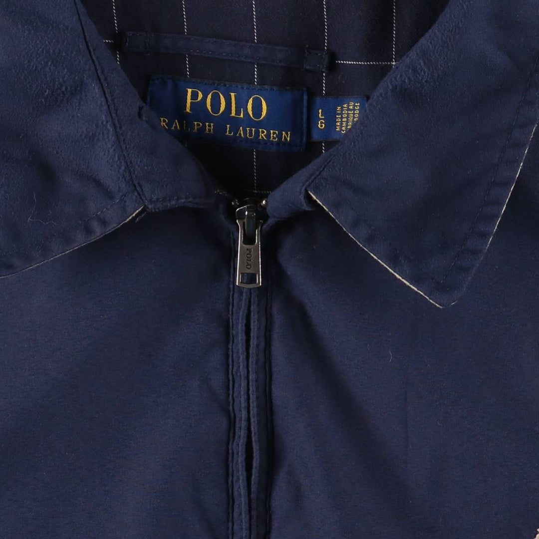 Ralph Lauren POLO RALPH LAUREN Swing Top Sports Jacket Men's L size polyester navy blue type Vintage Second Hand