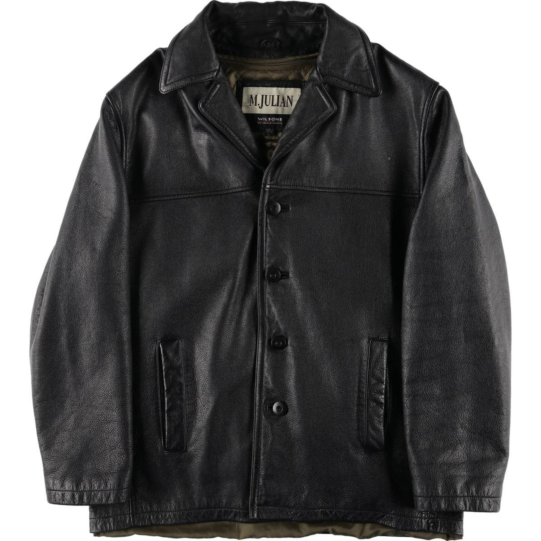 Wilsons M.JULIAN THINSULATE Leather Car Coat for Men (Size L) genuine leather black type Vintage Second Hand