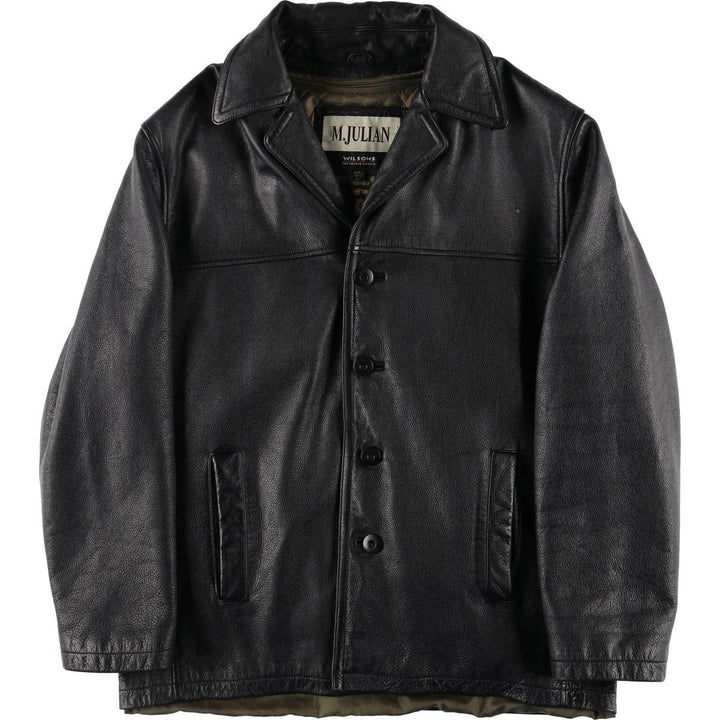 Wilsons M.JULIAN THINSULATE Leather Car Coat for Men (Size L) genuine leather black type Vintage Second Hand