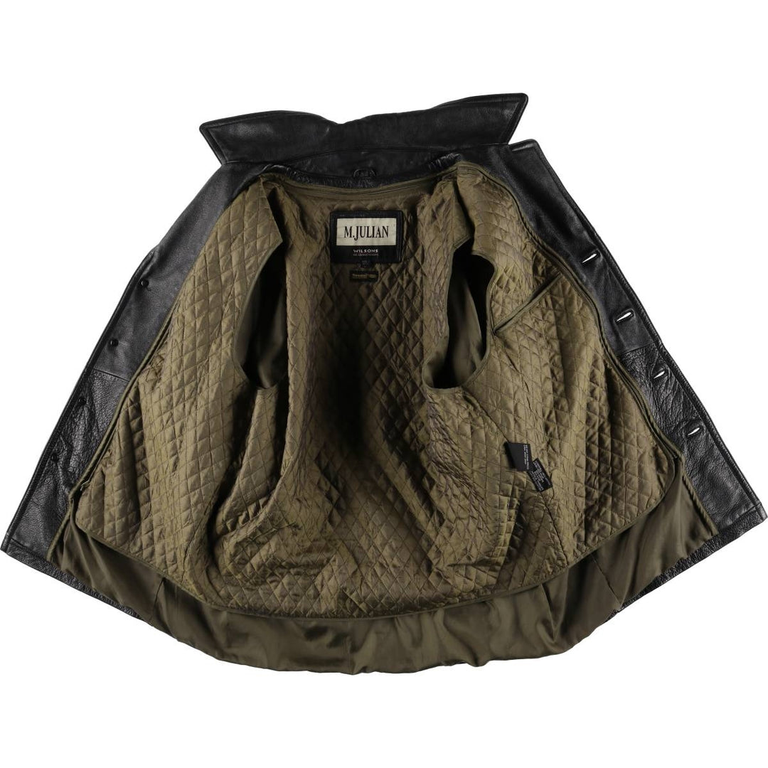 Wilsons M.JULIAN THINSULATE Leather Car Coat for Men (Size L) genuine leather black type Vintage Second Hand