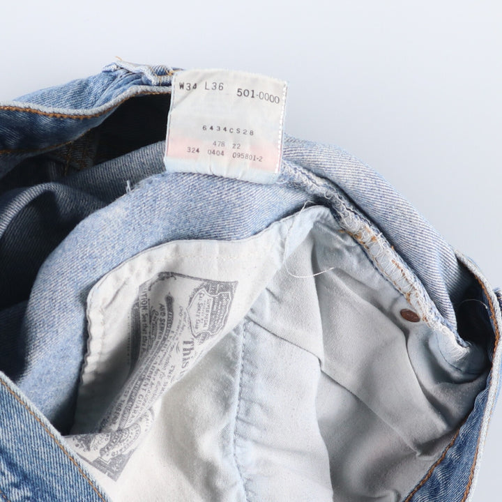 00'S Levi's 501 straight denim pants for men, size W32 cotton blue type Vintage Second Hand