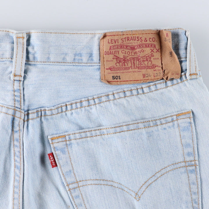 90'S Levi's 501 Euro model straight denim pants for men, W31 equivalent, vintage cotton blue type Vintage Second Hand