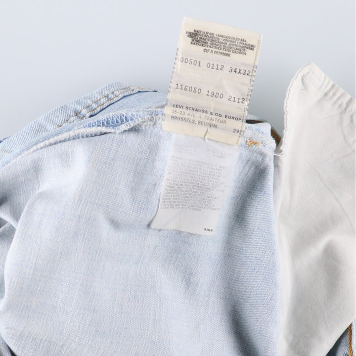 90'S Levi's 501 Euro model straight denim pants for men, W31 equivalent, vintage cotton blue type Vintage Second Hand