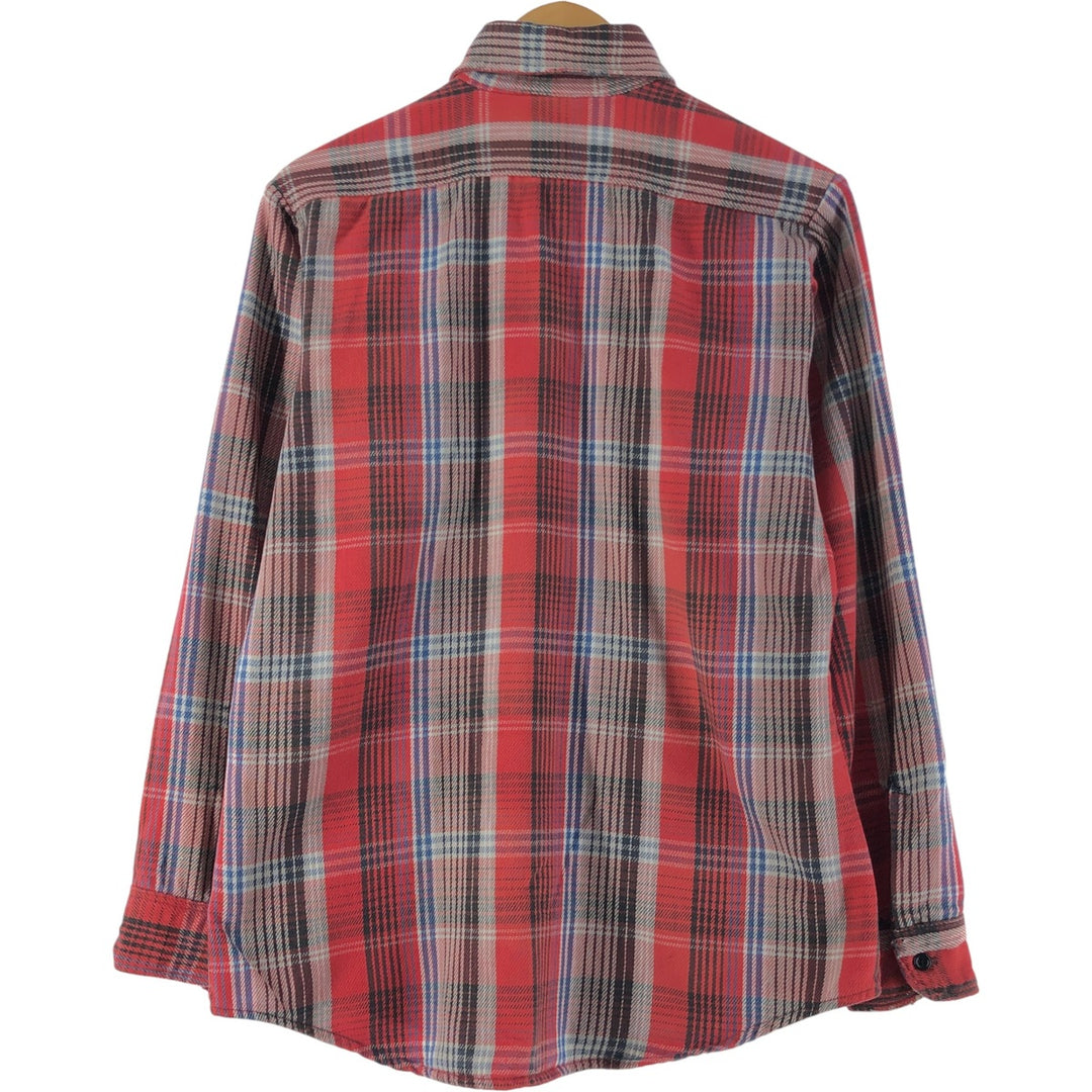 80'S PRENTISS Long Sleeve Flannel Check Shirt Made in USA Men's M Size Vintage unclear red type Vintage Second Hand