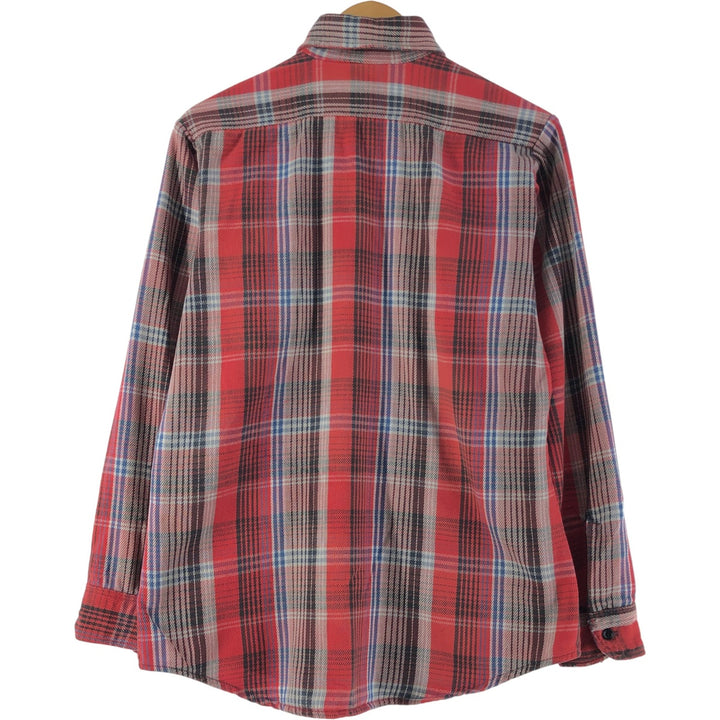 80'S PRENTISS Long Sleeve Flannel Check Shirt Made in USA Men's M Size Vintage unclear red type Vintage Second Hand