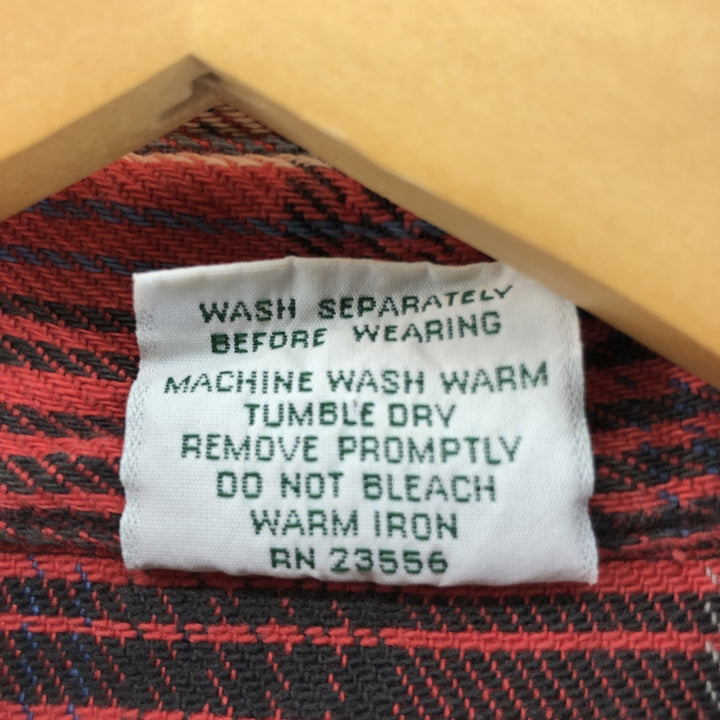 80'S PRENTISS Long Sleeve Flannel Check Shirt Made in USA Men's M Size Vintage unclear red type Vintage Second Hand
